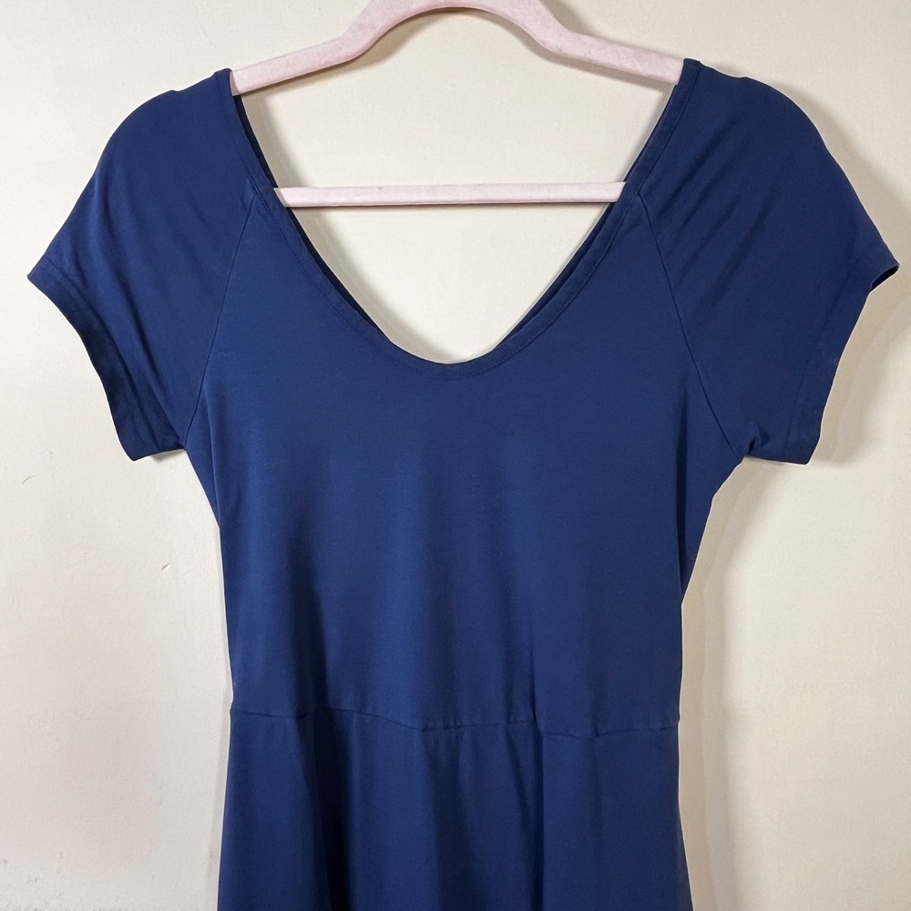Pact Organic Cotton Fit & Flare Cross Open Back Maxi Dress S Minimalist Coastal - Picture 5 of 9